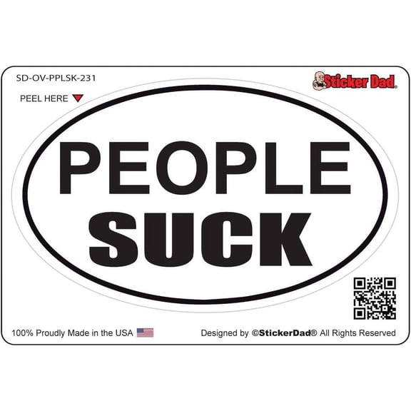 10 Pack - Oval People Suck V1 Full Color Printed Sticker by StickerDad - Size: 5", Color: Full - for Windows, Bumpers, Laptop, Lockers, etc.
