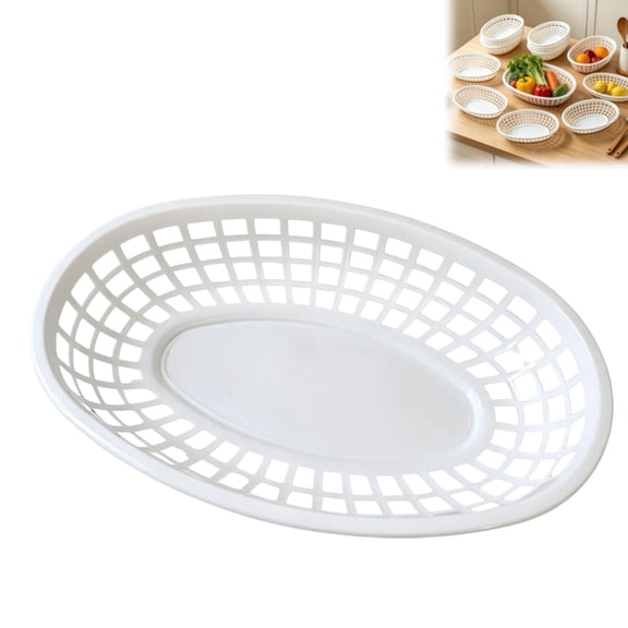 10 Pack Oval Plastic Storage Baskets, Colorful Fruit Vegetable Serving Baskets for Kitchen Counter Restaurant