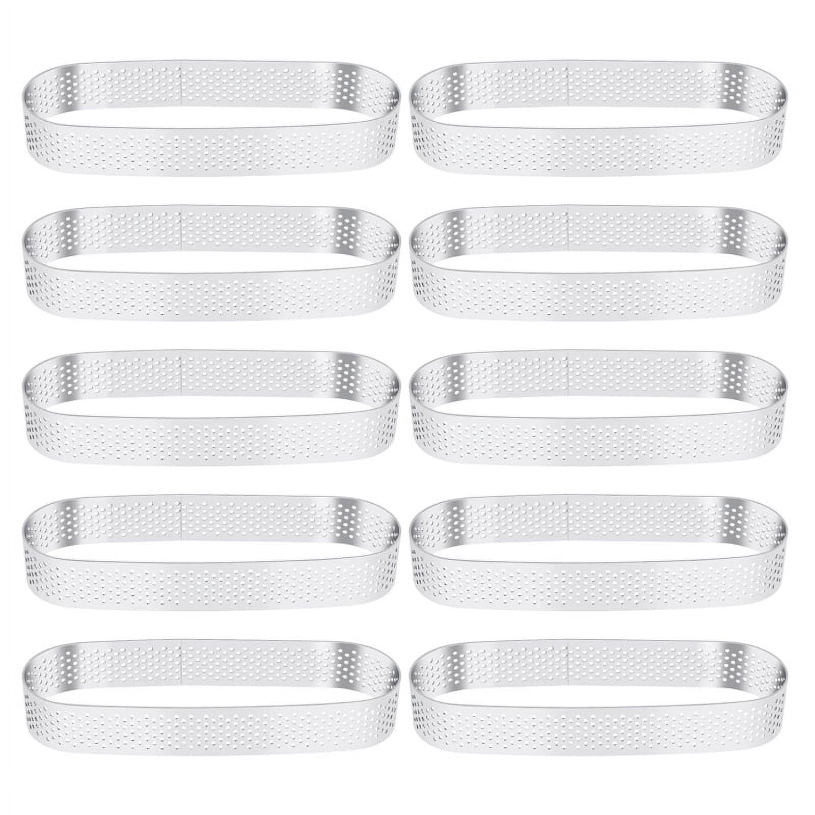 10 Pack Oval Tart Ring,Perforated Baking Ring,Pastry Ring,Stainless ...