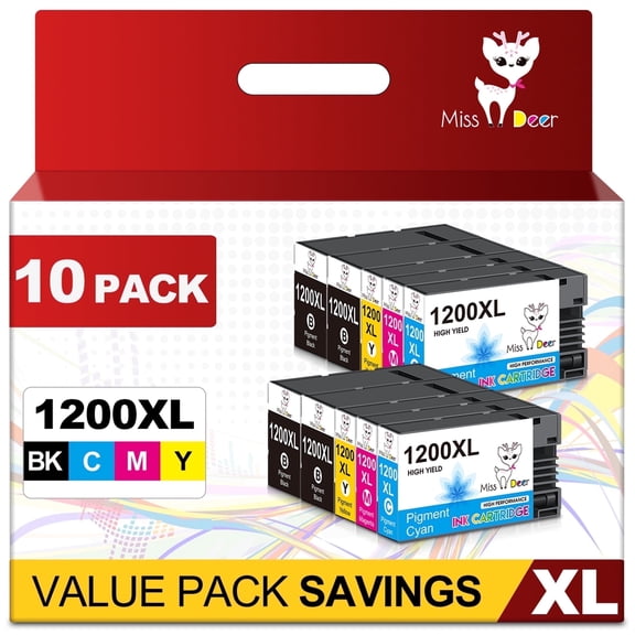 PGI 1200XL Ink Cartridges Compatible for Canon Maxify 1200XL Ink Cartridge for Canon Maxify MB2720 MB2320 MB2050 MB2020 Printer (10 Pack)