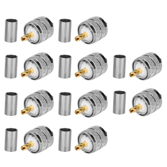 10 Pack PL-259 Coax Connectors High-Temperature Resistant, Gold-Plated Contacts for Radio Instrumentation