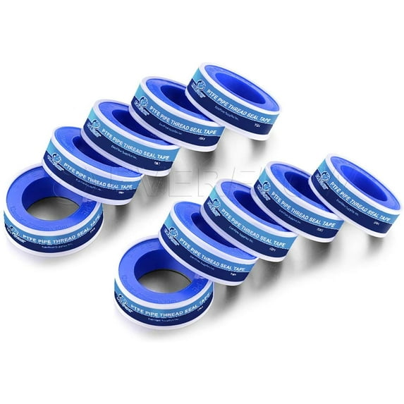 10 Pack PTFE Tape Seal Threads for Plumbers, White 1/2 Inch x 260 Inch