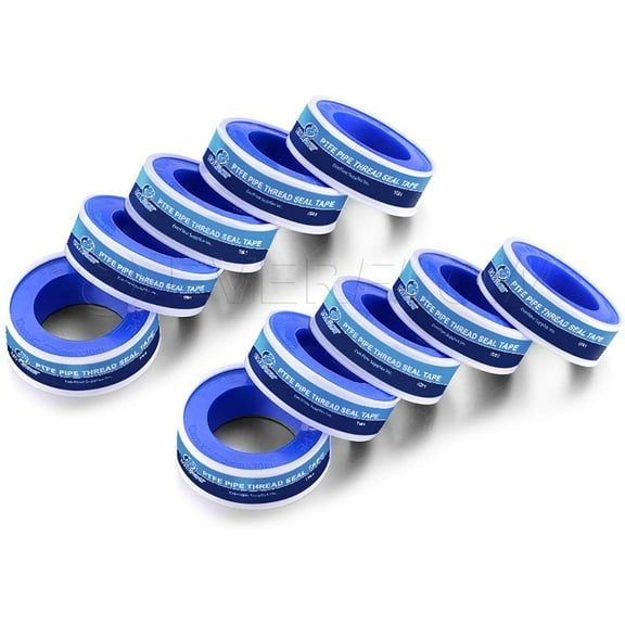10 Pack PTFE Thread Seal Tape for Plumbers, White 3/4 Inch x 260 Inch
