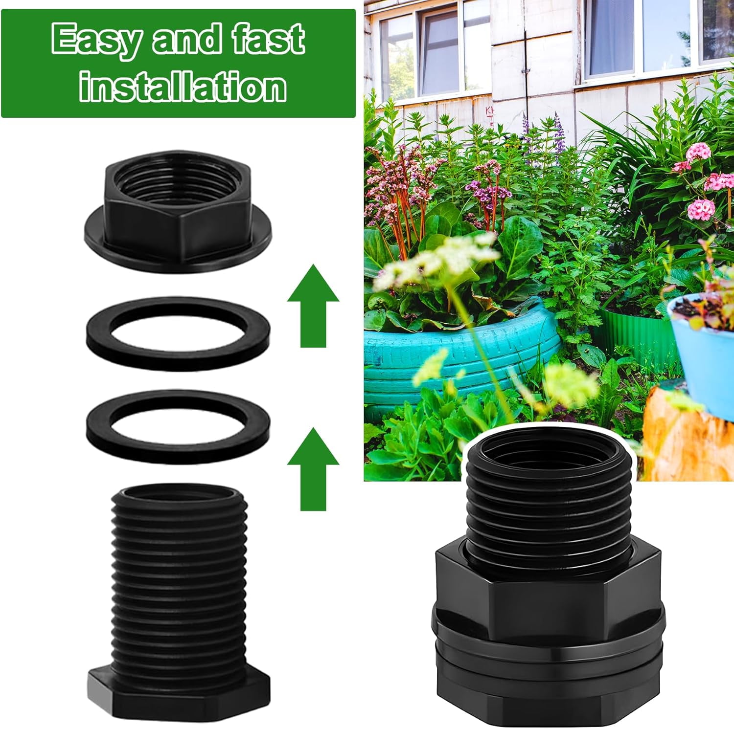 10 Pack PVC Bulkhead Fitting Double Threaded Bulkhead Water Tank ...