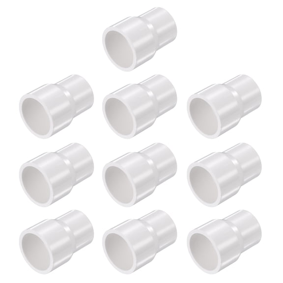 10 Pack PVC Reducing Coupling, 3/4" x 1/2" Schedule 40 Reducer Adapter, PVC Pipe Fitting Pipe Slip Socket Connectors for Water Supply Irrigation, White