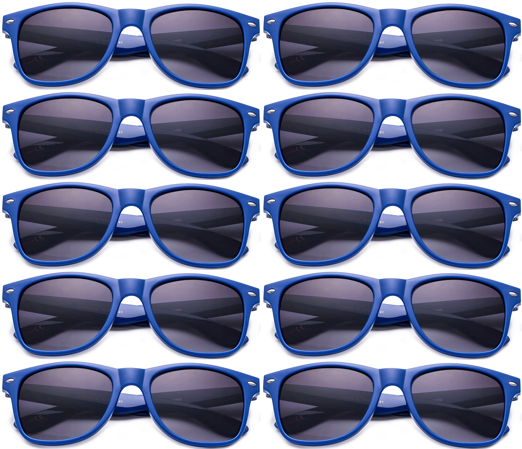10 Pack Retro Wayfarer Sunglasses - 80's Blue Brothers Style, UV400 Protection, One Size Fits All - View #7