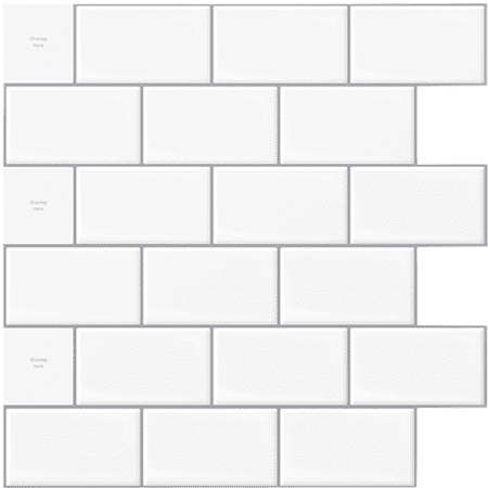 LongKing Peel and Stick Backsplash Tile Premium Anti Mold Tile for Kitchen in White Subway Tile 12"x12" (10-Pack)