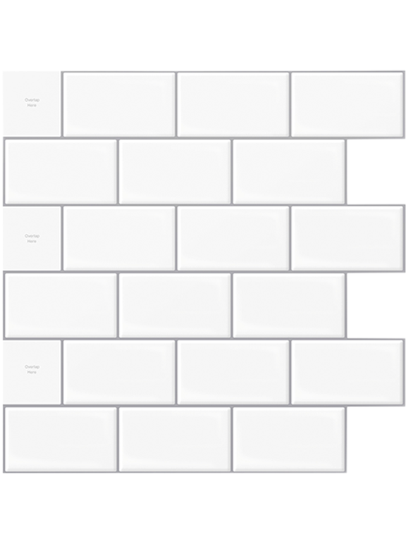 LongKing Peel and Stick Backsplash Tile Premium Anti Mold Tile for Kitchen in White Subway Tile 12"x12" (10-Pack)