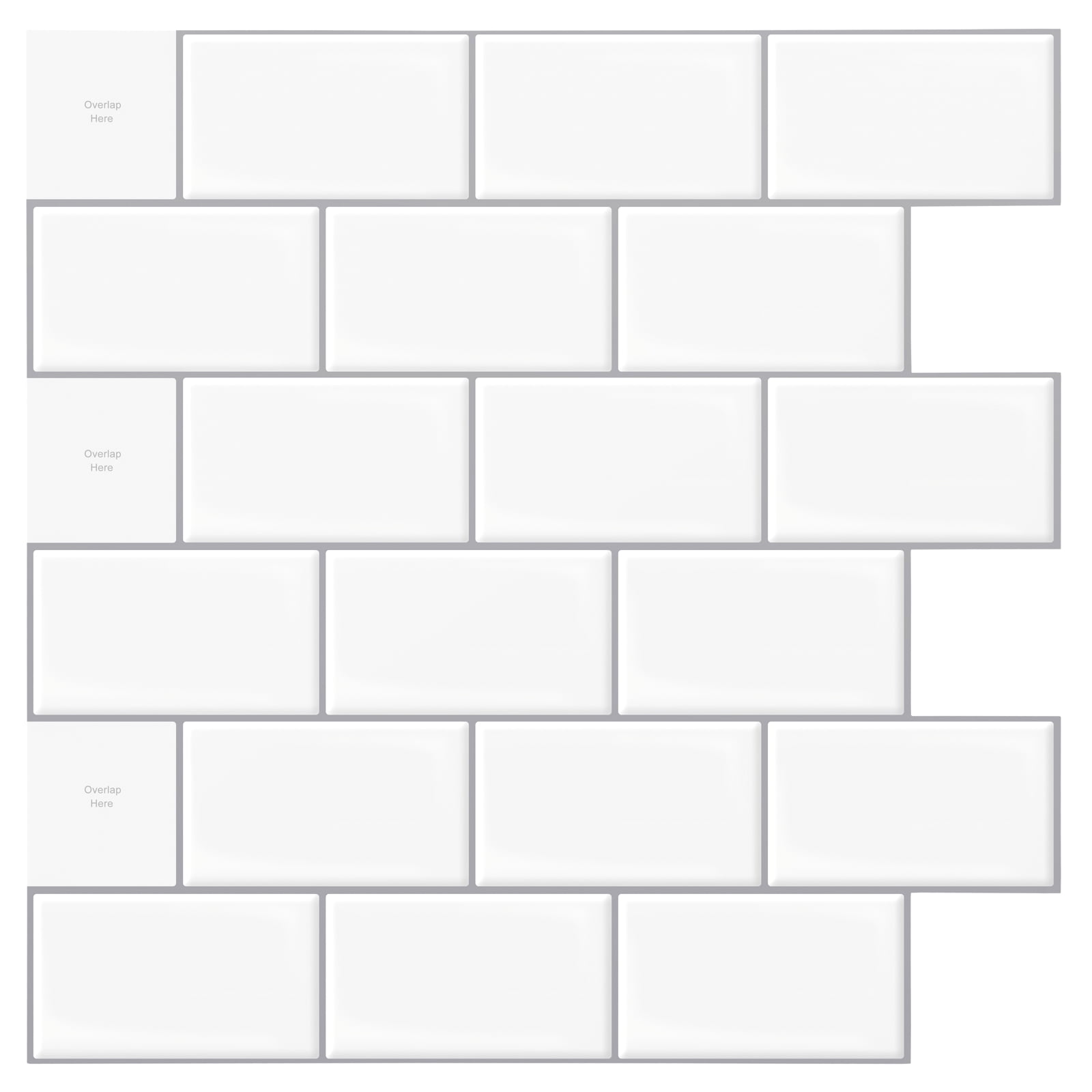 12'' x 12'' White Vinyl Peel and Stick Subway Tile