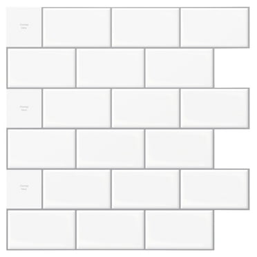 10-Pack Peel and Stick Backsplash Tiles for Kitchen,12"x12" Premium Anti Mold Tile in White