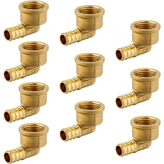 10-Pack Pex Crimp Fittings 1/2"x1/2" Female Threaded NPT Elbow, ASTM F1807,(PEX1807106)