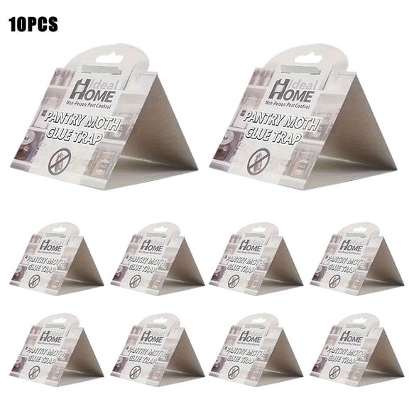 10-Pack Pheromone Moth Traps for Kitchen Cabinets and Storage Rooms, Safe and Easy to Use Sticky Traps for Indoor Pest Control