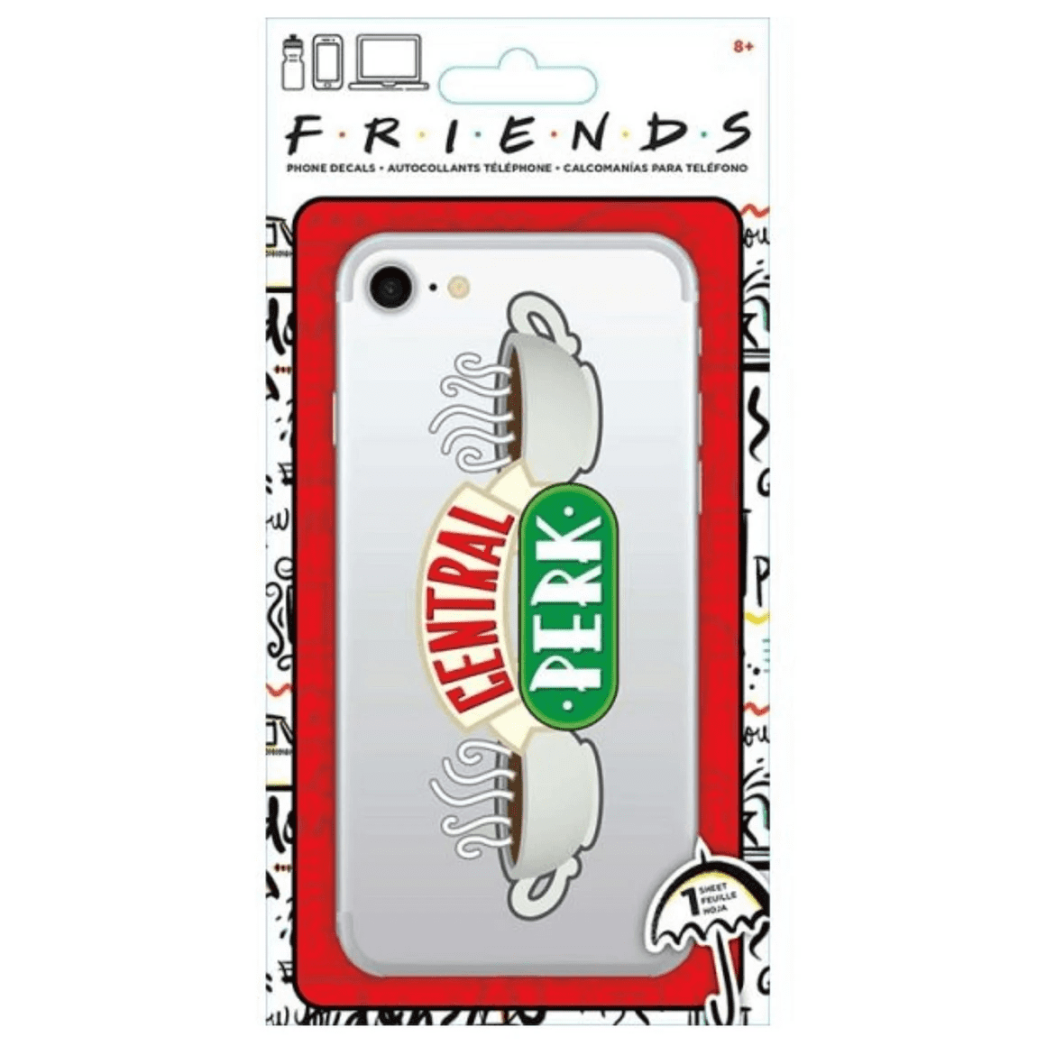 10 Pack Phone Decal Friends TV Show Central Perk Logo, Easy to Apply, Remove, No Residue, Iconic Design for Phones, Laptops, Devices, Fun Gift for Fans, Custom Tech Accessory, High Quality, Bulk