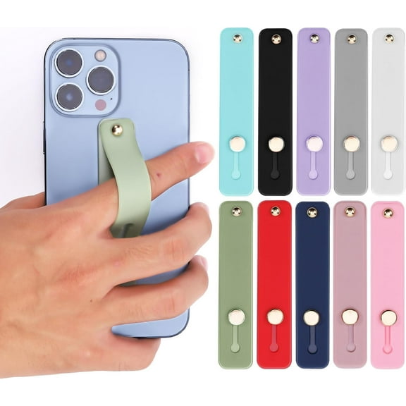 10 Pack Phone Loop Finger Holders Cell Phone Strap Silicone Phone Grip Holder Universal Finger Kickstand for Most Smartphones(Ramdom Color)