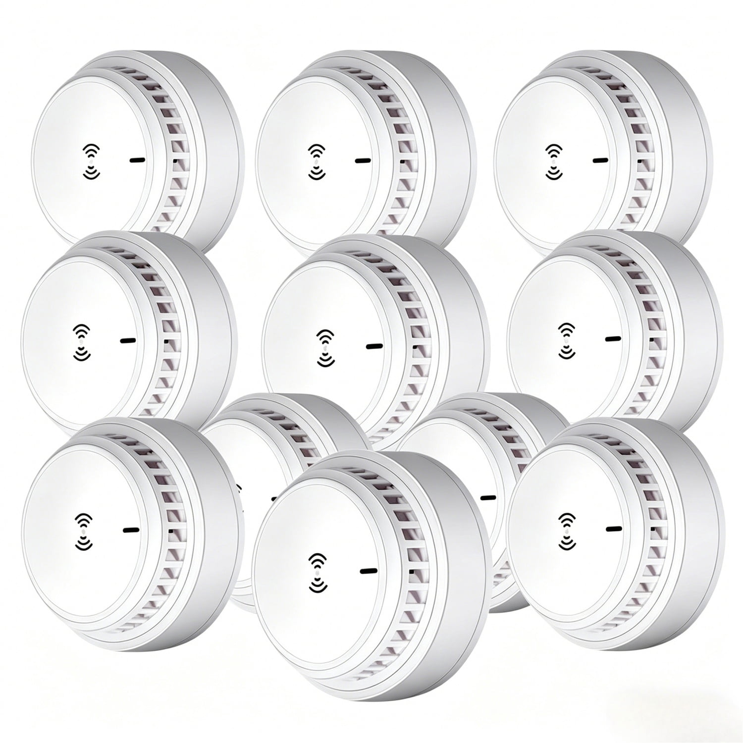 10 Pack Photoelectric Smoke Alarm Detector, Home Fire Safety Sensor Alert, 3V AA Battery Operated, No Wiring Required