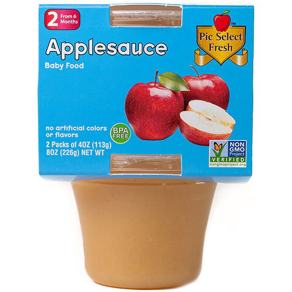 (10 Pack) Pic Select Fresh Baby Food, 2 pack tub, 2nd Stage, Applesauce, 4oz