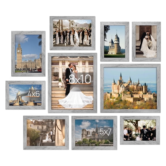 10 Pack Picture Frames Collage Wall Decor For Mounting Or Tabletop Display Photo Gallery Frame Set Family Multi Sizes Including 8x10 5x7 4x6 Gray