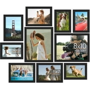 10 Pack Picture Frames Collage Wall Decor, Gallery Wall Frame Set for Wall Mounting or Tabletop Display, Multi Sizes Including 8x10, 5x7, 4x6 Family Photo Frames, Black