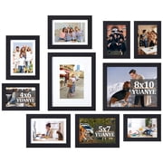 10 Pack Picture Frames Collage Wall Decor, Gallery Frame Set for Wall Mounting or Tabletop Display, Photo Gallery Frame Set for Family, Including 2pcs 8x10, 4pcs 5x7, 4pcs 4x6, Black