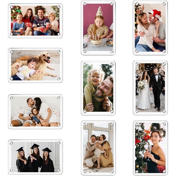 10 Pack Picture Frames for Refrigerator, Clear Mini Picture Frames for Instax Mini Photos, Fridge Photo Holders, Double Sided Transparent Picture Display Frames for , Locker, Office