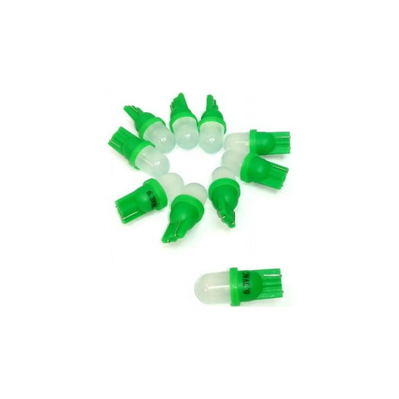 10 Pack Pinball replacement bulb LED 6.3 volt AC, 555 clear wedge base T10 Cool Green Frosted