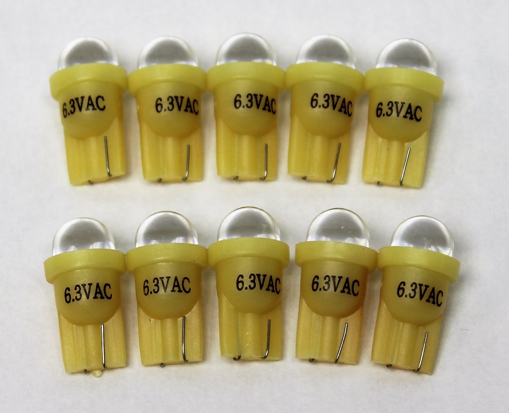 10 Pack Pinball replacement bulb LED 6.3 volt AC, 555 clear wedge base ...