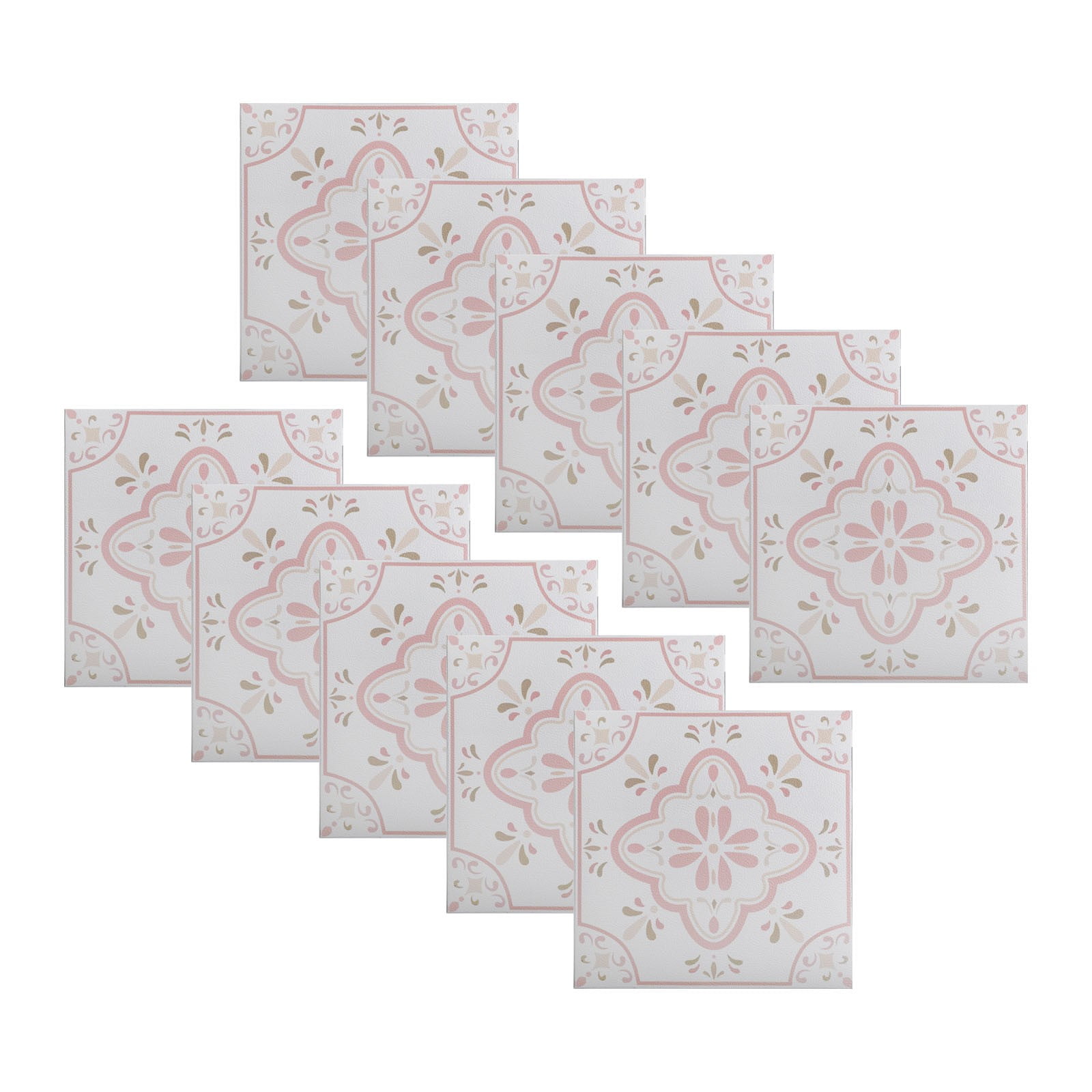 10 Pack Pink Pattern Tile Stickers PVC Self Adhesive Wall Decals with ...