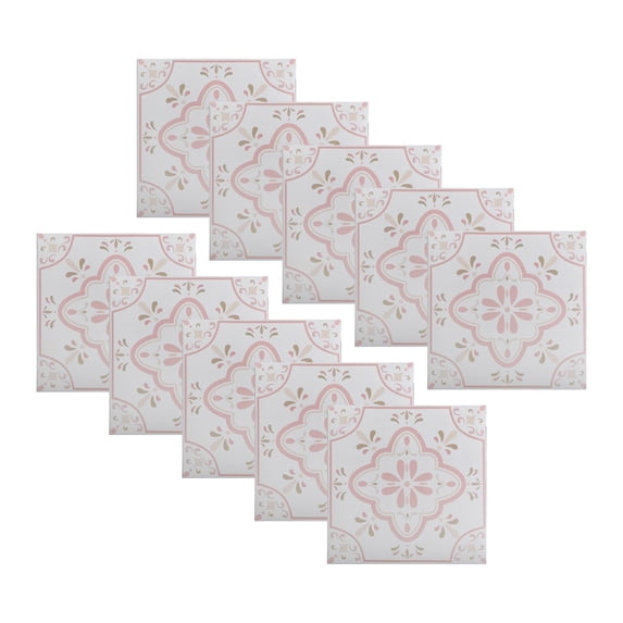 10 Pack Pink Pattern Tile Stickers PVC Self Adhesive Wall Decals with ...