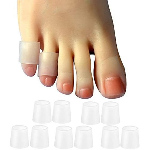 10 Pack Pinky Toe Sleeves Protectors, Toe Covers, Protect Toe from Rubbing, Ingrown Toenails, Corns, Blisters, Hammer Toes and Other Painful Toe Problems Translucent Colour