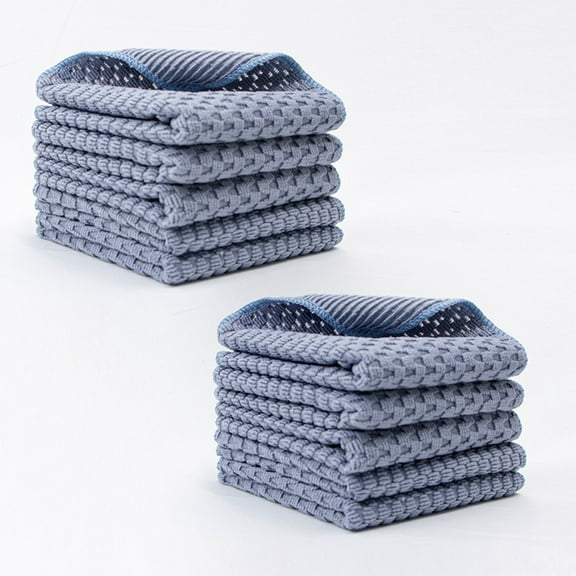 10 Pack Pinstripe Cleaning Wipes,Thick Microfiber Kitchen Dishcloth Set with Excellent Absorbency,Easy Cleaning,Reusable Multi-Purpose Towels for Countertops Sinks Tables,Household Surfaces-Free Size