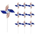 thumbnail image 1 of 10 Pack Pinwheels Patriotic Decorations, American Flag on Stick Wind Spinners with Stake for Independence Day, Memorial Day Julys of 4th Party Supplies Pinwheels for Garden Home Decor Kids Toys, 1 of 5