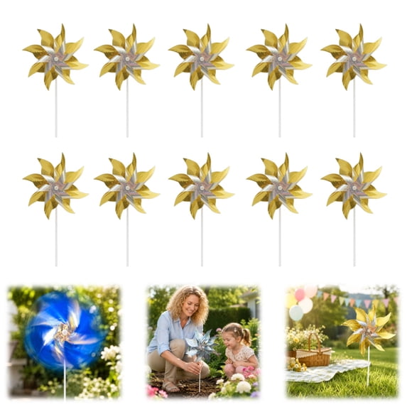 10 Pack Pinwheels for Yard and Garden, Reflective Pinwheels Bird Deterrents for Outside Wind Mill for Yard Garden Outdoor Bird Deterrent Devices for Patio Farm Orchard Silver Floral,7.48x15.55in