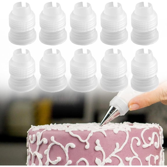 10 Pack Piping Bag Couplers for Icing Nozzles, Small Couplers for Piping Bags, Transparent