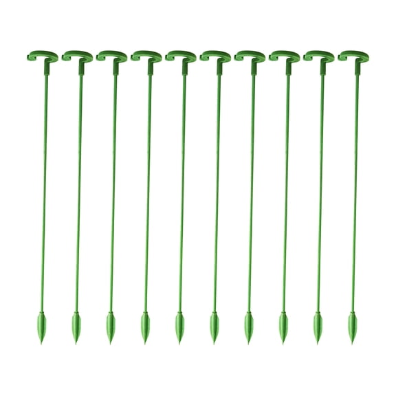 10 Pack Plant Support Stakes, 15 Inch Metal Garden Plant Stakes Single Stem Support Rings for Indoor Outdoor Amaryllis, Flowers Orchid, Lily, Peony, Rose, Tomato, Monstera, Narcissus(Green)