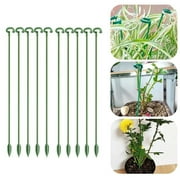 10 Pack Plant Support Stakes with Ring, Green Single Stem Flower Support Rods for Indoor Outdoor Plants, Garden Stakes for Roses Orchids Flowers Tomatoes, Durable Reusable Plant Support Cage, 10.6
