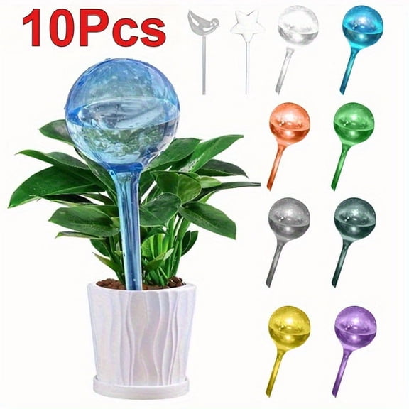 10 Pack Plant Watering Globes, Colorful Self-Watering Bulbs with Bird & Star Shapes, Automatic Plant Waterer Devices for Indoor Outdoor Potted Plants, Houseplants, Flowers & Vacation Use