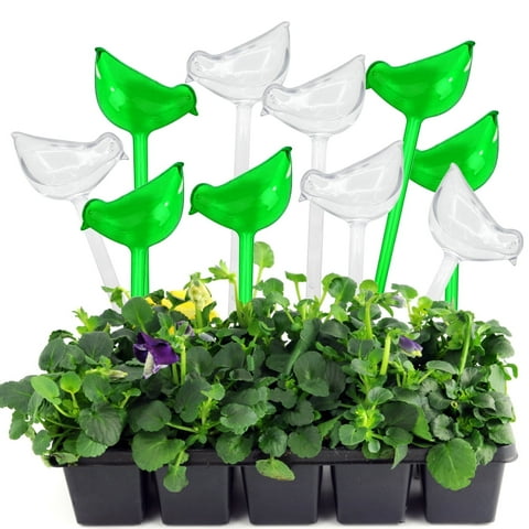 10 Pack 5 inch Large Plant Watering Globes, Plastic Self Watering Bulbs, Bird Shape Automatic Water Device for Indoor Outdoor Plants