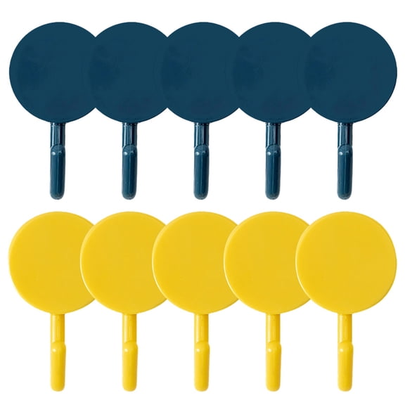 10-Pack Plastic Adhesive Hooks Yellow, Seamless Shower Adhesive Hooks No Drilling or Installation Required Suitable for Bathroom Kitchen Hotel