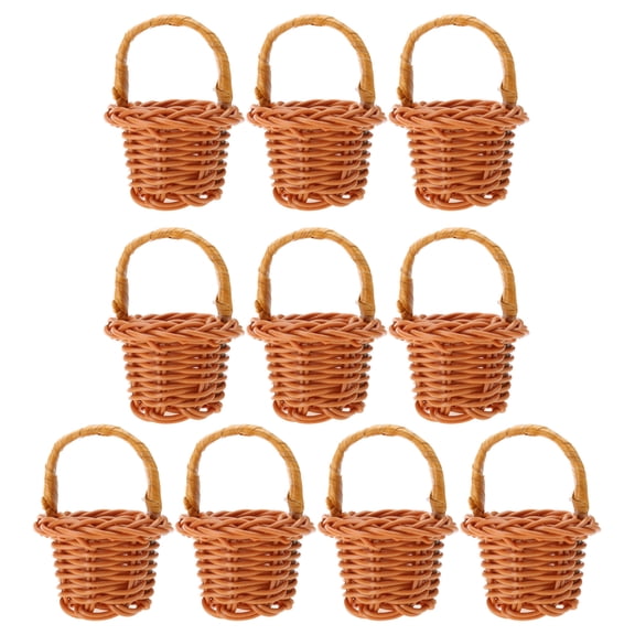 10 Pack Plastic Baskets with Handle Small Flowers Baskets Picnics Baskets Miniature Practical Storage Tool