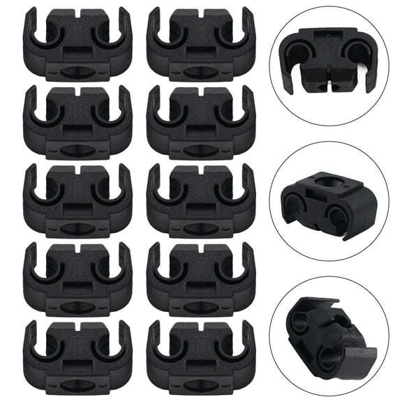 10 Pack Plastic Brake Line Clips for 5mm (3/16) Brake Pipe, Black Double Line Clamps for Car Truck Engine Compartment Front Rear
