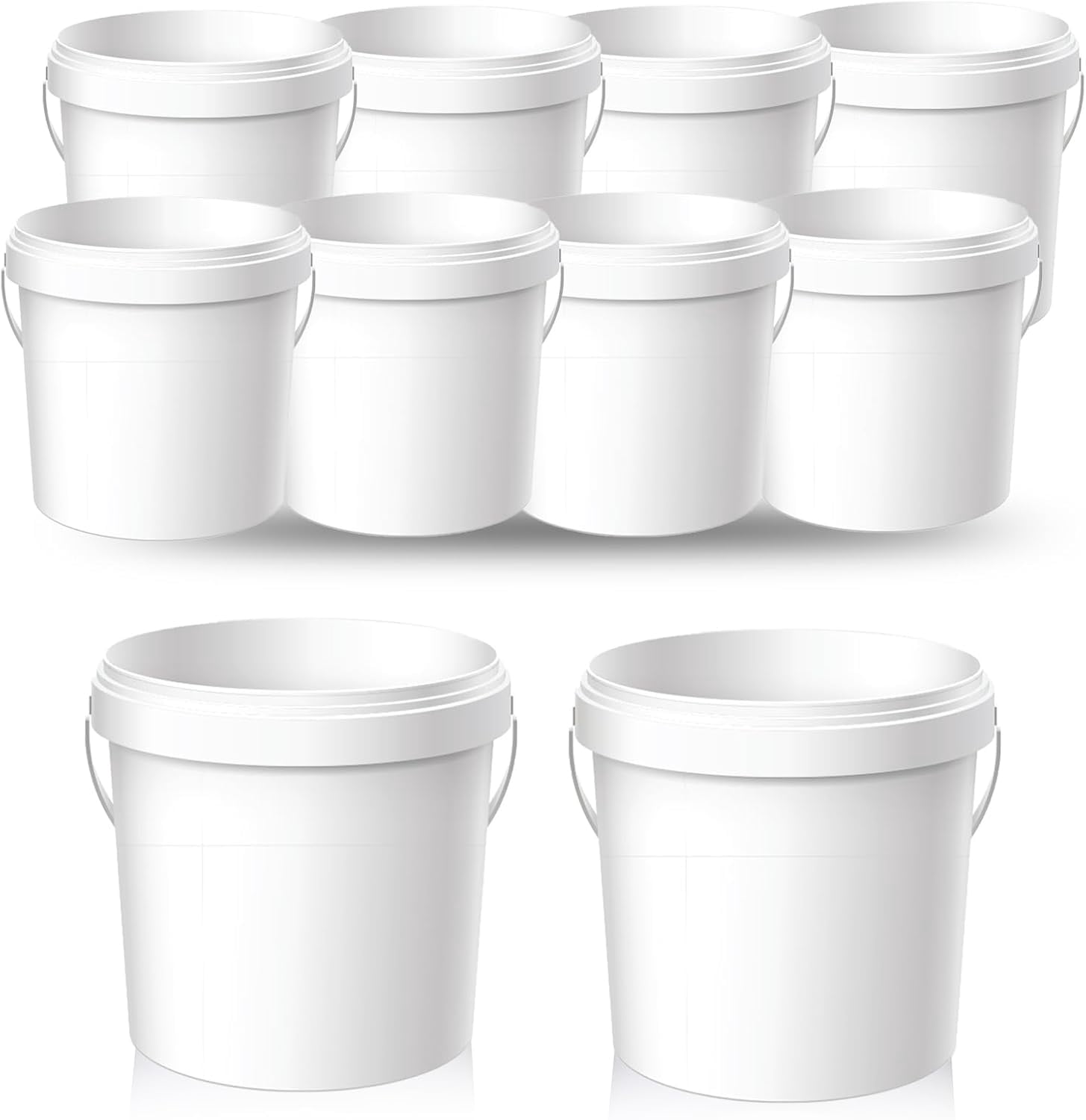 10 Pack Plastic Bucket for Painting, 2 Quart Paint Cans with Lid and ...