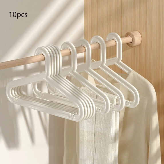 10 Pack Plastic Clothes Hangers - Adult Size, Heavy Duty Anti-Slip Hangers for Space Saving Wardrobe Organization
