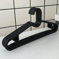 10 Pack Plastic Clothes Hangers | Black or White | Heavy Duty Non-Slip Hangers for Drying & Display | 38.5cm Wide Shoulder | Home, Student & Retail Use