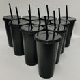 thumbnail image 1 of 10 Pack Plastic Cup with Lids and Straws-24oz Reusable Plastic Cup, Portable And Watertight, Suitable Party And Outdoor Entertainment, 1 of 8