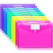 Clouxemli 10 Pack Plastic Envelopes Poly Envelopes, Clear Document Folders File Folders US Letter A4 Size File Folder with Label Pocket, Teacher School Office Supplies Organization Storage