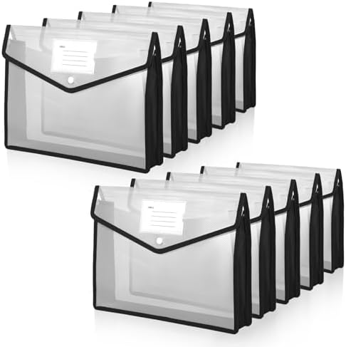10-Pack Plastic File Folders Expanding Document Organizer with Snap ...