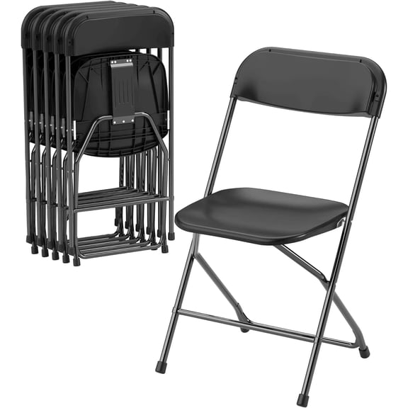 10 Pack Plastic Folding Chair, 300lb Capacity, Portable Commercial Chair Seat with Steel Frame for Office Wedding Party Indoor Outdoor Events, Stackable, Black