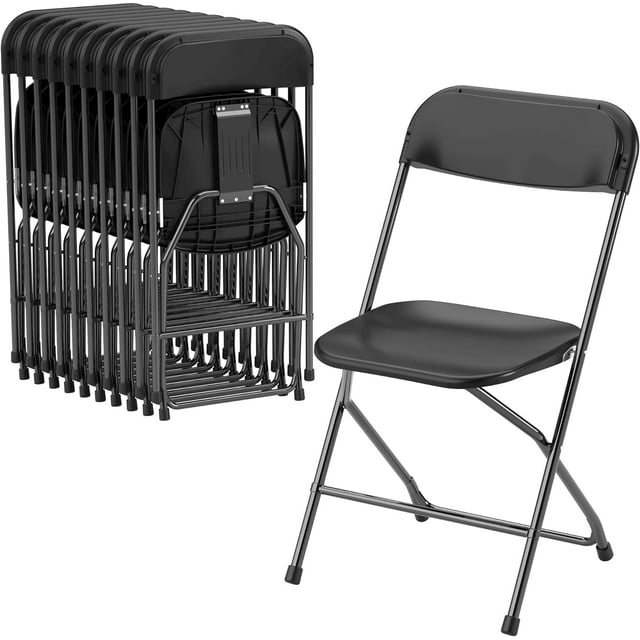 10 Pack Plastic Folding Chair, 300lb Capacity, Portable Commercial