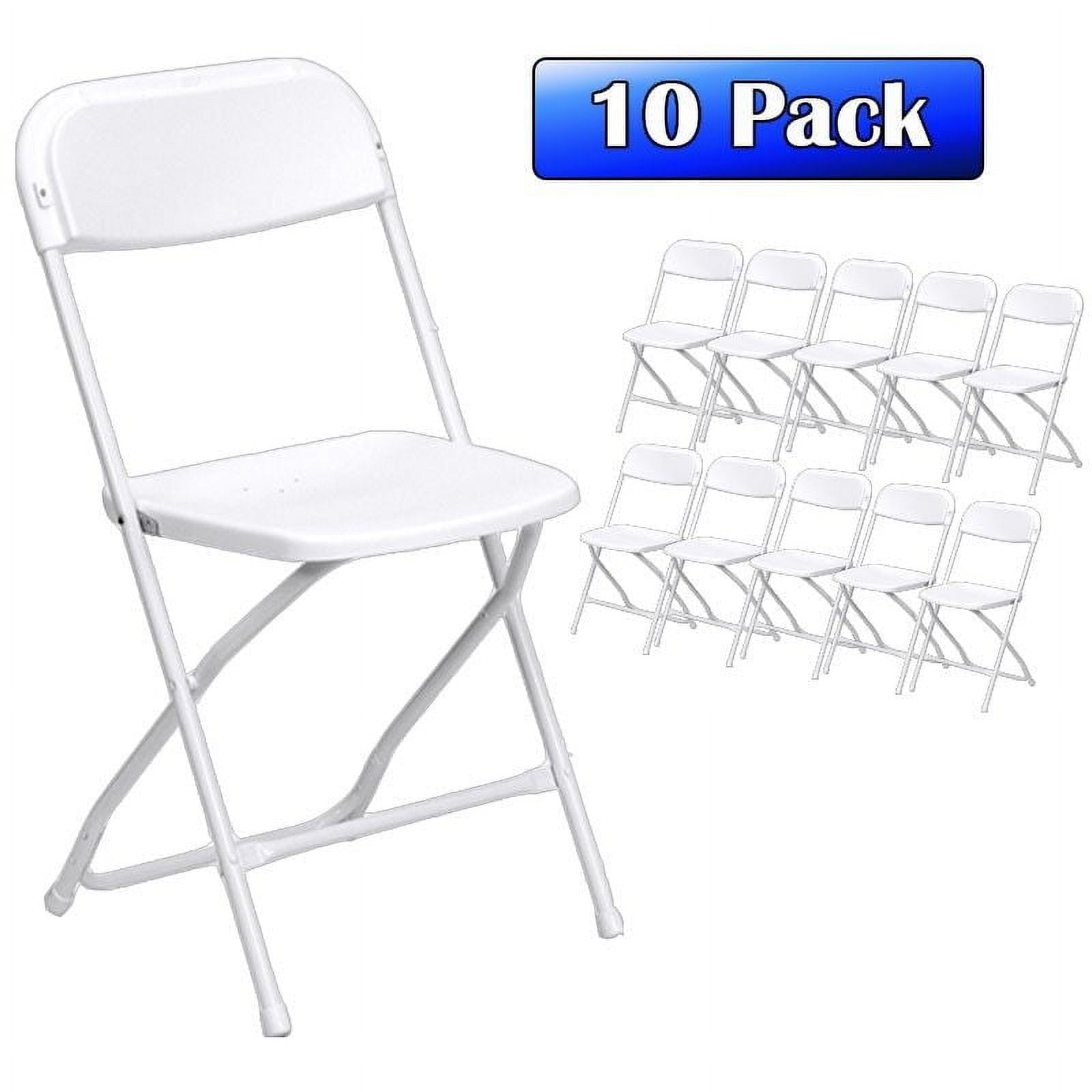 10 Pack Plastic Folding Chairs, Indoor Outdoor Portable Stackable Commercial Seat with Steel
