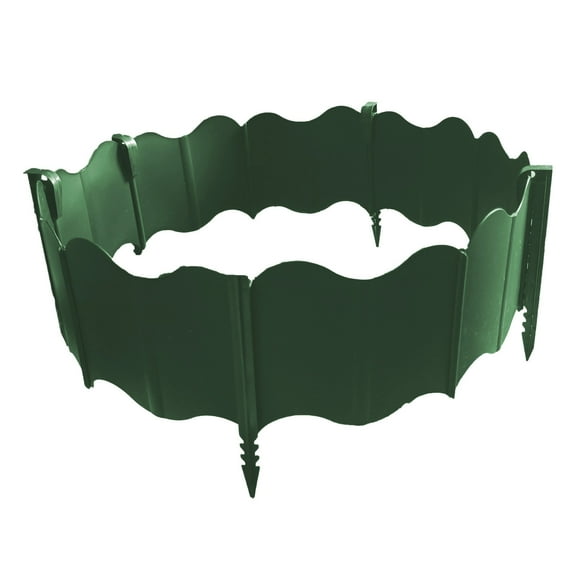 10-Pack Plastic Garden Edging Boards & Stakes | 16x14cm Decorative Lawn & Flowerbed Border Fence | Green/White/Black Yard Edging for Plant Borders